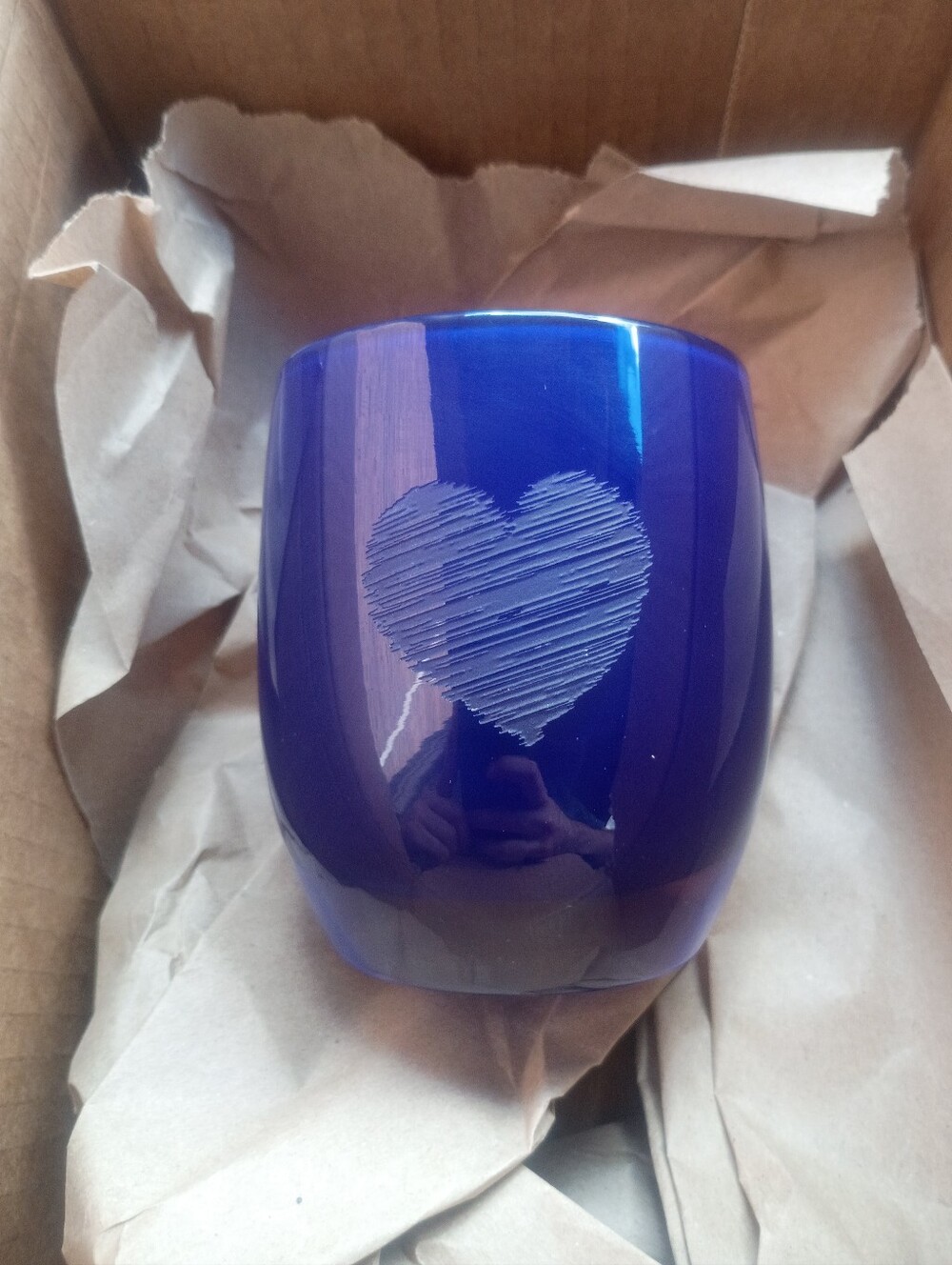 Glassybaby with Etched Heart Design